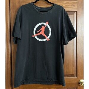 Air Jordan Flight Club Black T-Shirt 2XL Jumpman Circle Logo Retro Graphic Tee